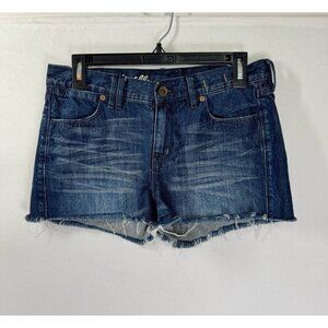 Madewell Denim Jean Shorts Womens 26 Blue Frayed Hem Cut Off Mid Rise Cotton